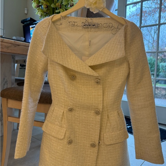 Self-Portrait Boucle Mini Dress With Tags! Cream Metallic. Free Matching Hat! - Picture 5 of 11